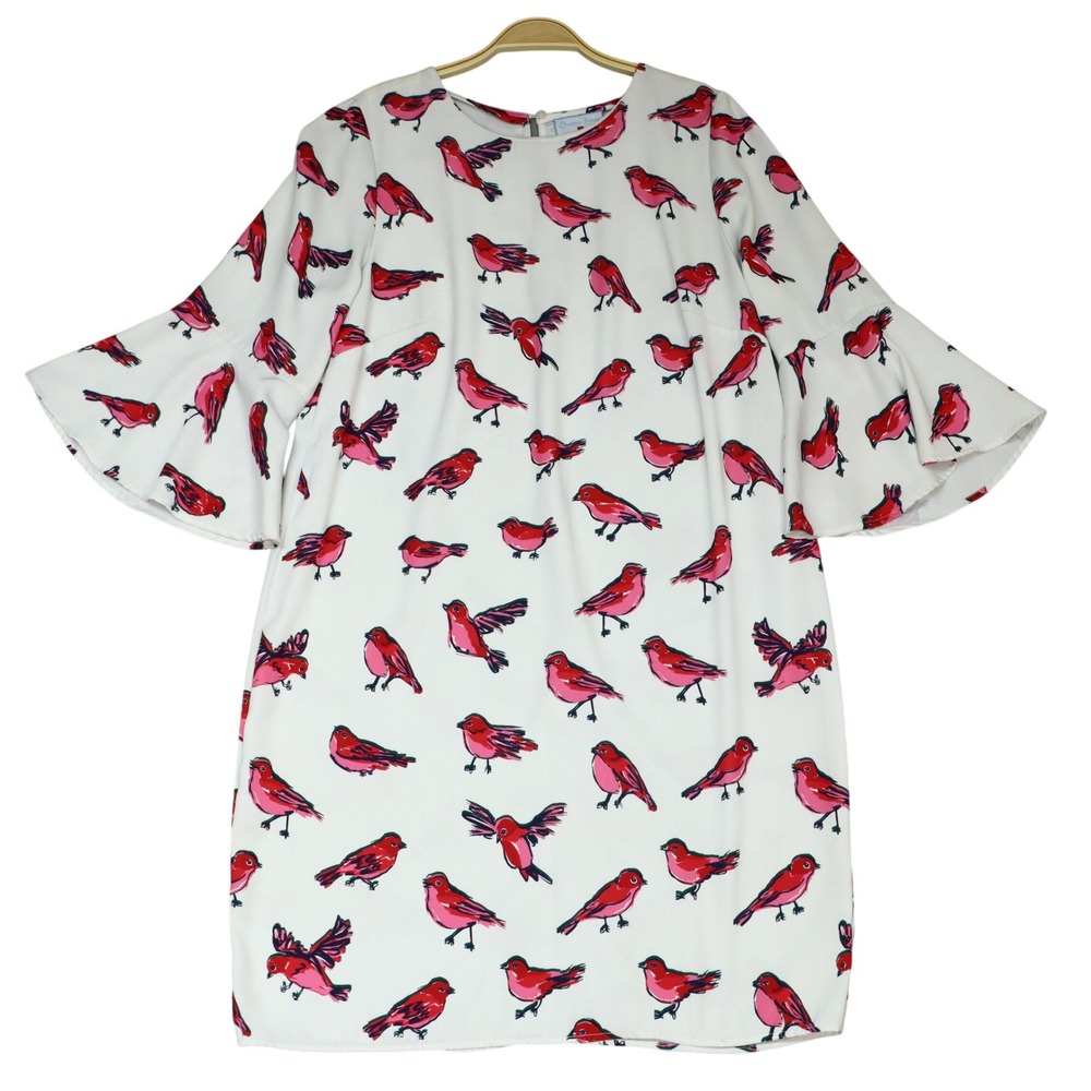 Draper James x Eloquii Bird Novelty Printâ Bell Sleeve Shift Dress 12 *NO BELT